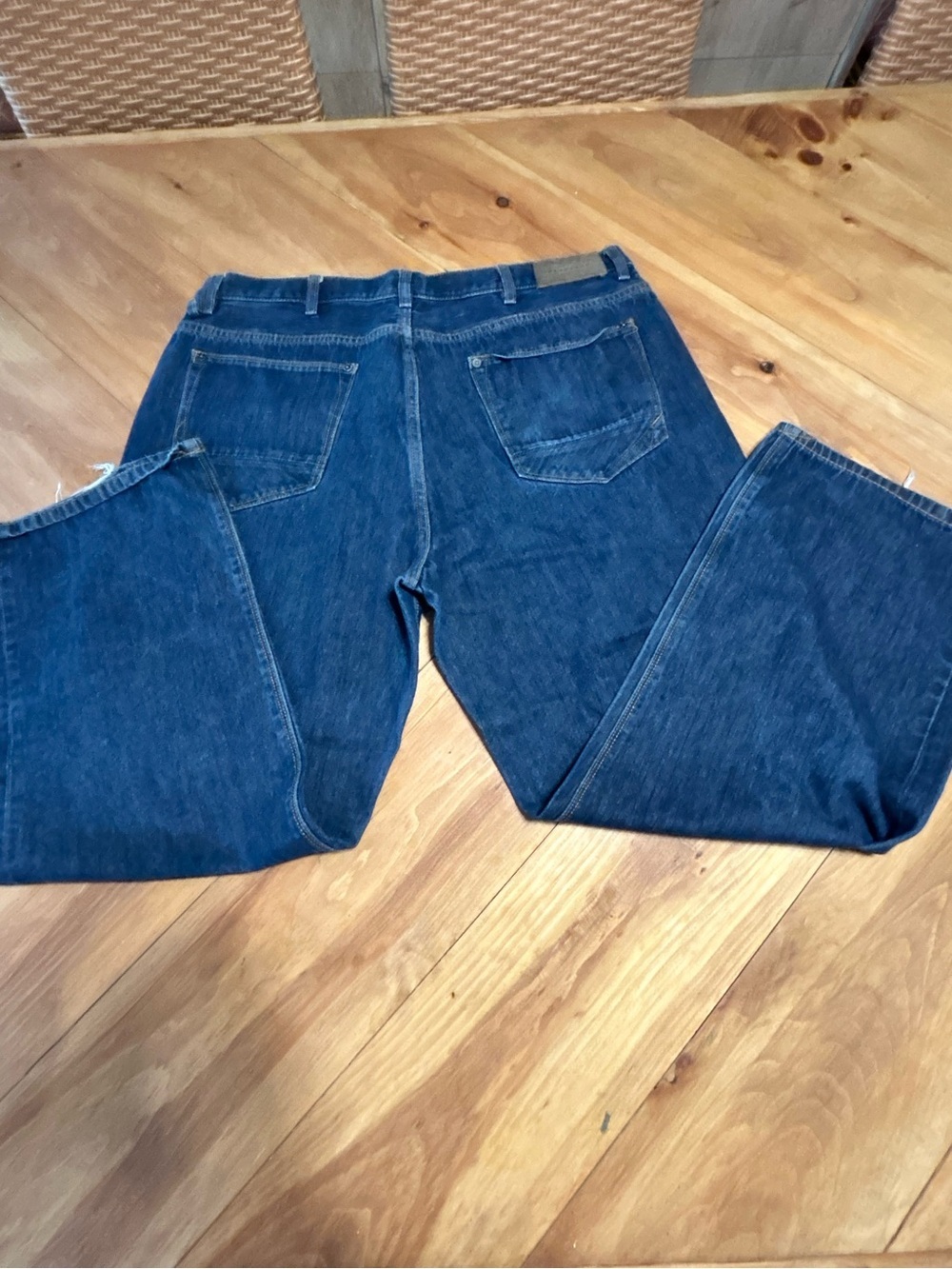 Sean John Dark Blue Denim Jeans with Leather Patch